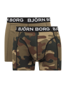 Björn Borg Mid Rise Trunks im 2er-Pack in Oliv, Größe XS