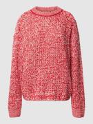 Jake*s Casual Strickpullover in Two-Tone-Machart in Rot, Größe XS