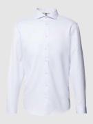 Jake*s Slim Fit Business-Hemd mit Allover-Muster in Weiss, Größe 39/40