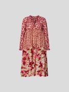 Yvonne S Knielanges Kleid mit Rüschenbesatz in Bordeaux Rot, Größe XS