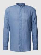 Zeybra Freizeithemd aus Leinen mit Maokragen in Rauchblau, Größe S