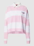 Polo Sport Longsleeve mit Blockstreifen in Rosa, Größe L