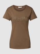 Liu Jo White T-Shirt mit Label-Ziersteinbesatz in Oliv, Größe XS