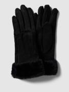 EEM Handschuhe mit Kunstfell in unifarbenem Design in Black, Größe M