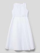 Weise Kleid mit floralem Muster in Weiss, Größe 158