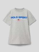 Polo Sport T-Shirt in melierter Optik in Mittelgrau Melange, Größe S