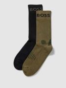 BOSS Socken mit Label-Schriftzug im 2er-Pack Modell 'Sport' in Oliv, G...
