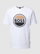 BOSS T-Shirt mit Label-Stitching Modell 'Tessin' in Weiss, Größe M