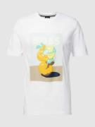 BOSS T-Shirt aus Baumwolle mit Motiv-Print Modell 'Tiburt' in Weiss, G...