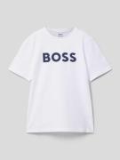 Boss T-Shirt mit Label-Print in Weiss, Größe 164