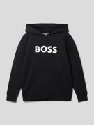 Boss Hoodie mit Label-Print in Black, Größe 152