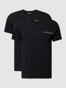 Emporio Armani T-Shirt mit Label-Print im 2er-Pack in Black, Größe M