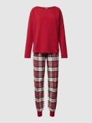 Esprit Pyjama mit Label-Print in Rot, Größe L