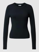 Esprit Pullover mit geripptem Rundhalsausschnitt in Black, Größe L