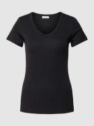 Esprit T-Shirt mit abgerundetem V-Ausschnitt in Black, Größe S