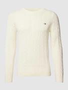 Gant Strickpullover aus Baumwolle mit Label-Detail in Offwhite, Größe ...