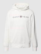 Gant Hoodie mit Label-Print in Offwhite, Größe M