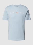 Gant T-Shirt mit Label-Print in Hellblau, Größe S