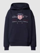 Gant Hoodie mit Label-Stitching und Känguru-Tasche in Marine, Größe L