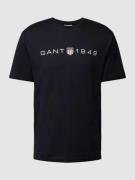 Gant T-Shirt mit Label-Print in Black, Größe S
