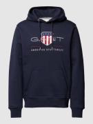 Gant Hoodie mit Label-Stitching und Känguru-Tasche in Marine, Größe S