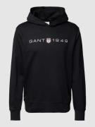 Gant Hoodie mit Label-Print in Black, Größe XXL