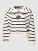Gant Sweatshirt mit Streifenmuster in Offwhite, Größe S