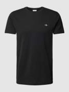Gant T-Shirt mit Label-Stitching in Black, Größe S
