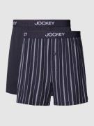 Jockey Boxershorts mit Label-Print im 2er-Pack in Dunkelblau, Größe S