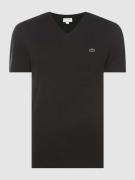 Lacoste Regular Fit T-Shirt mit V-Ausschnitt in Black, Größe XS