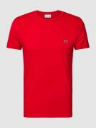 Lacoste T-Shirt in unifarbenem Design Modell 'Supima' in Rot, Größe M