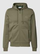 Lacoste Sweatjacke mit Logo-Patch in Oliv, Größe XXL