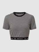 MISS SIXTY Cropped T-Shirt mit Streifenmuster in Weiss, Größe M