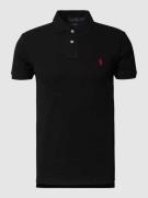 Polo Ralph Lauren Slim Fit Poloshirt mit Logo-Stitching in Black, Größ...