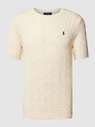 Polo Ralph Lauren Strickshirt mit Zopfmuster in Offwhite, Größe L