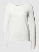 Tommy Hilfiger Strickpullover mit Label-Stitching in Offwhite, Größe L