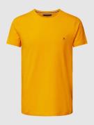 Tommy Hilfiger Slim Fit T-Shirt mit Logo-Stitching in Orange, Größe S