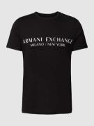 ARMANI EXCHANGE T-Shirt mit Label-Print Modell 'milano/nyc' in Black, ...