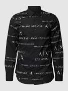 ARMANI EXCHANGE Regular Fit Freizeithemd mit Allover-Label-Print in Bl...
