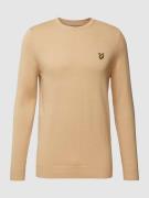 Lyle & Scott Strickpullover mit Motiv-Patch in Khaki, Größe L