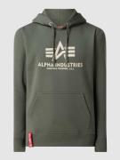 Alpha Industries Hoodie mit Label-Print in Dunkelgruen, Größe S