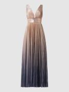 Luxuar Abendkleid mit Plisseefalten in Metallic Rosa, Größe 32