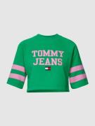 Tommy Jeans Cropped T-Shirt mit Label-Stitching in Gruen, Größe XL