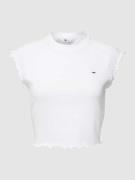 Tommy Jeans Crop Top mit Label-Stitching in Weiss, Größe XS