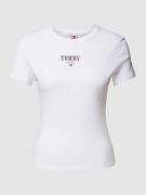 Tommy Jeans Slim Fit T-Shirt mit Label-Print in Weiss, Größe XS