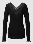 Pieces Longsleeve mit Spitzenbesatz Modell 'SIRI' in Black, Größe XS