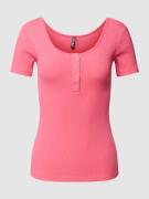 Pieces T-Shirt mit Knopfleiste Modell 'KITTE' in Pink, Größe S