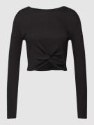 Noisy May Cropped Longsleeve mit Knoten-Detail Modell 'DRAKEY' in Blac...