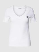 Calvin Klein Jeans T-Shirt in Ripp-Optik in Weiss, Größe XS