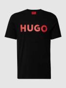 HUGO T-Shirt mit Label-Schriftzug Modell 'DULIVIO' in Black, Größe L